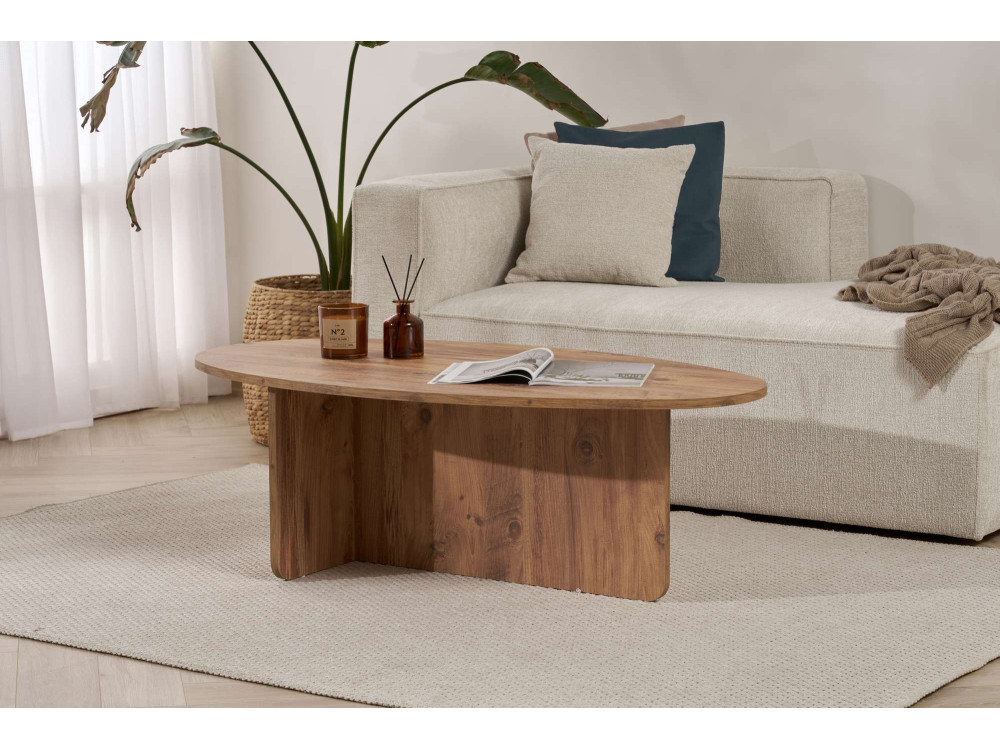 Table basse en bois "Orba" - 120 x 65 x 40 cm - Pin atlantique