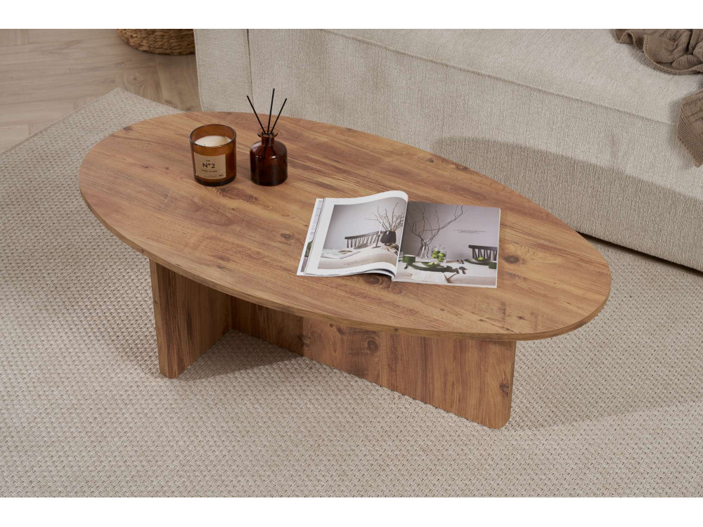 Table basse en bois "Orba" - 120 x 65 x 40 cm - Pin atlantique