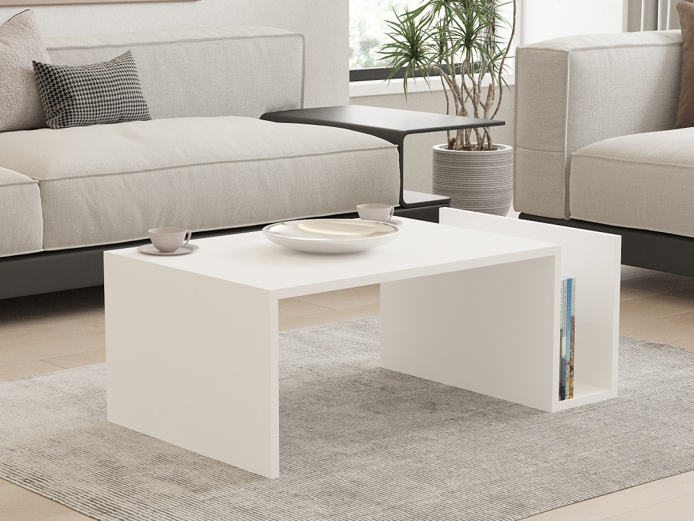 Table basse en bois "Memo" - 86 x 50 x 32 cm - Blanc