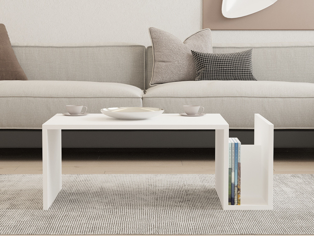 Table basse en bois "Memo" - 86 x 50 x 32 cm - Blanc