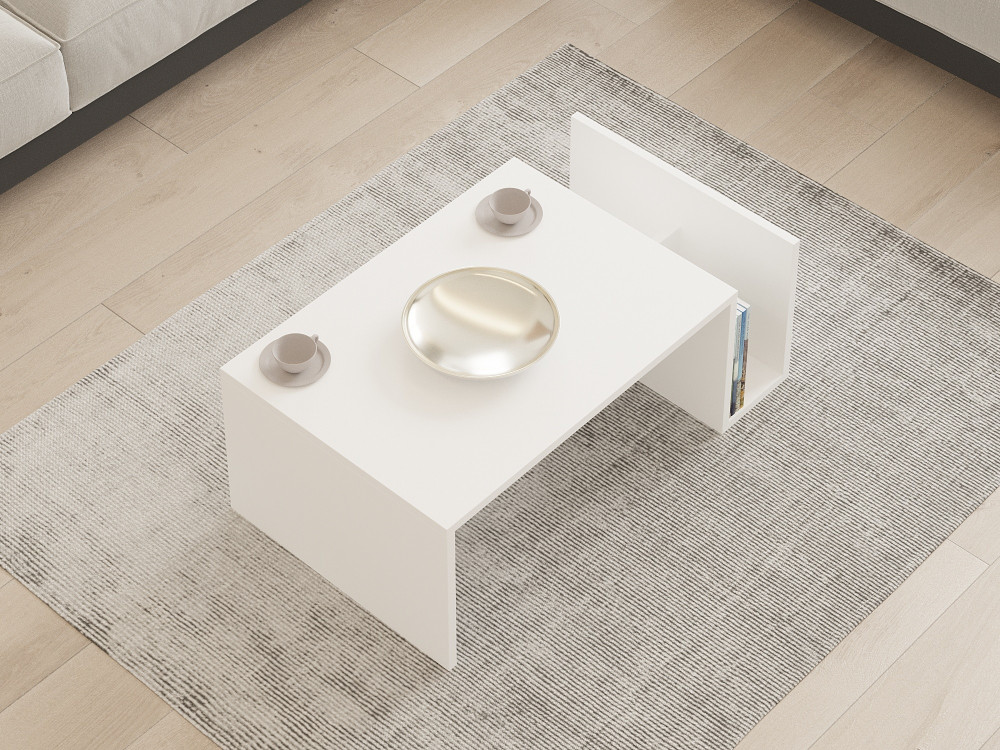 Table basse en bois "Memo" - 86 x 50 x 32 cm - Blanc