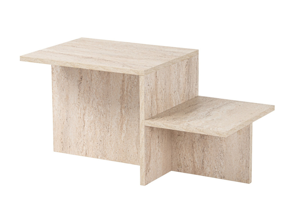 Table basse en bois "Harmony" - 80 x 40 x 40 cm - Travertin