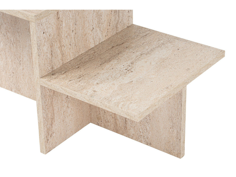 Table basse en bois "Harmony" - 80 x 40 x 40 cm - Travertin
