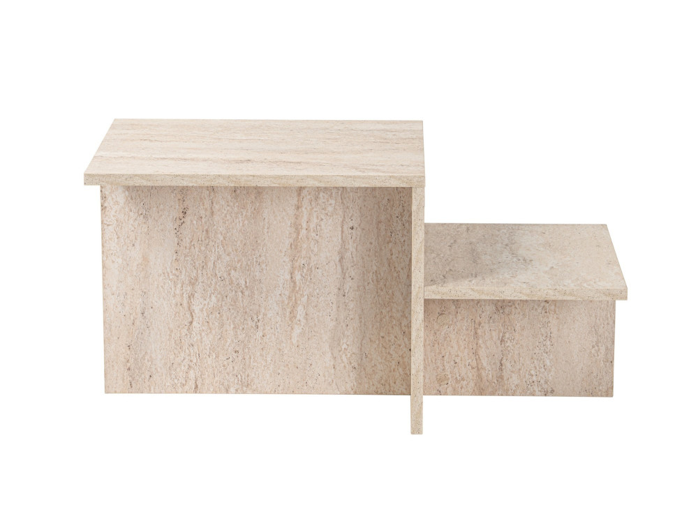 Table basse en bois "Harmony" - 80 x 40 x 40 cm - Travertin