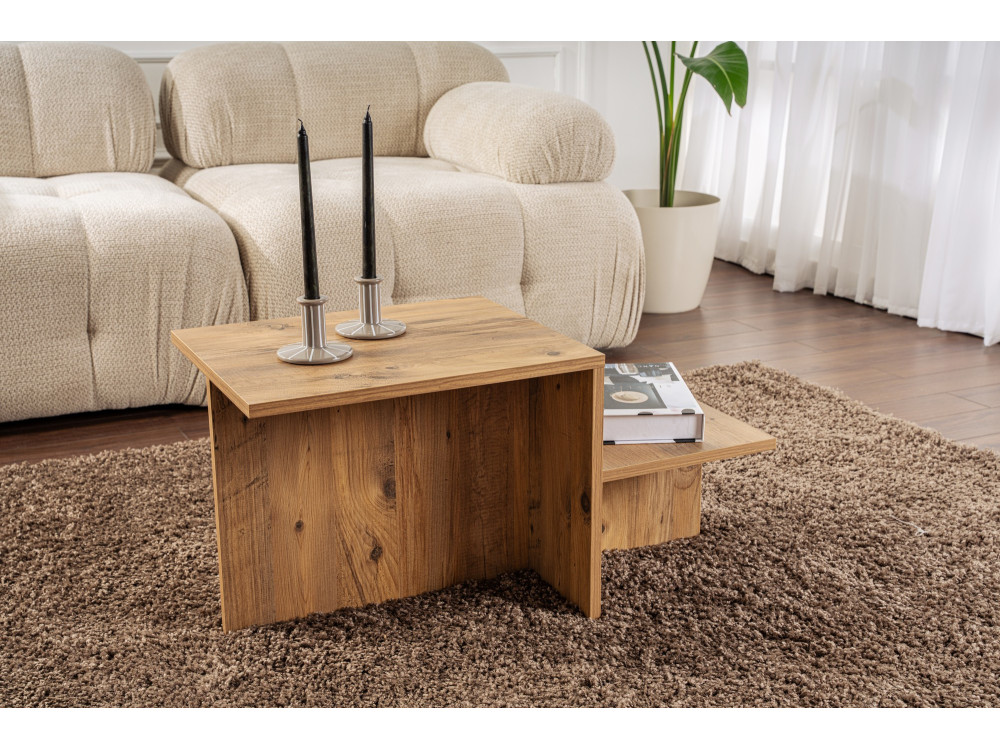 Table basse en bois "Harmony" 80 x 40 x 40 cm - Pin atlantique