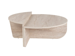 Table basse en bois "Orion" - 90 x 60 x 30 cm - Travertin