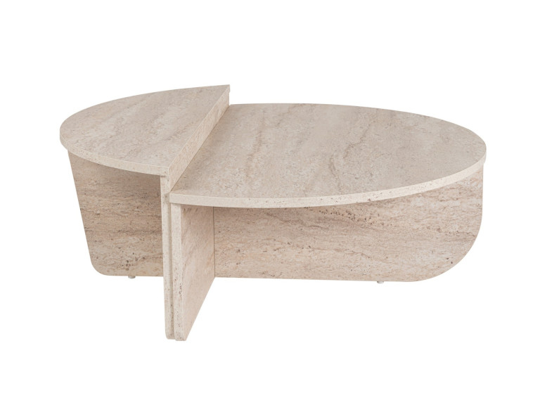Table basse en bois "Orion" - 90 x 60 x 30 cm - Travertin