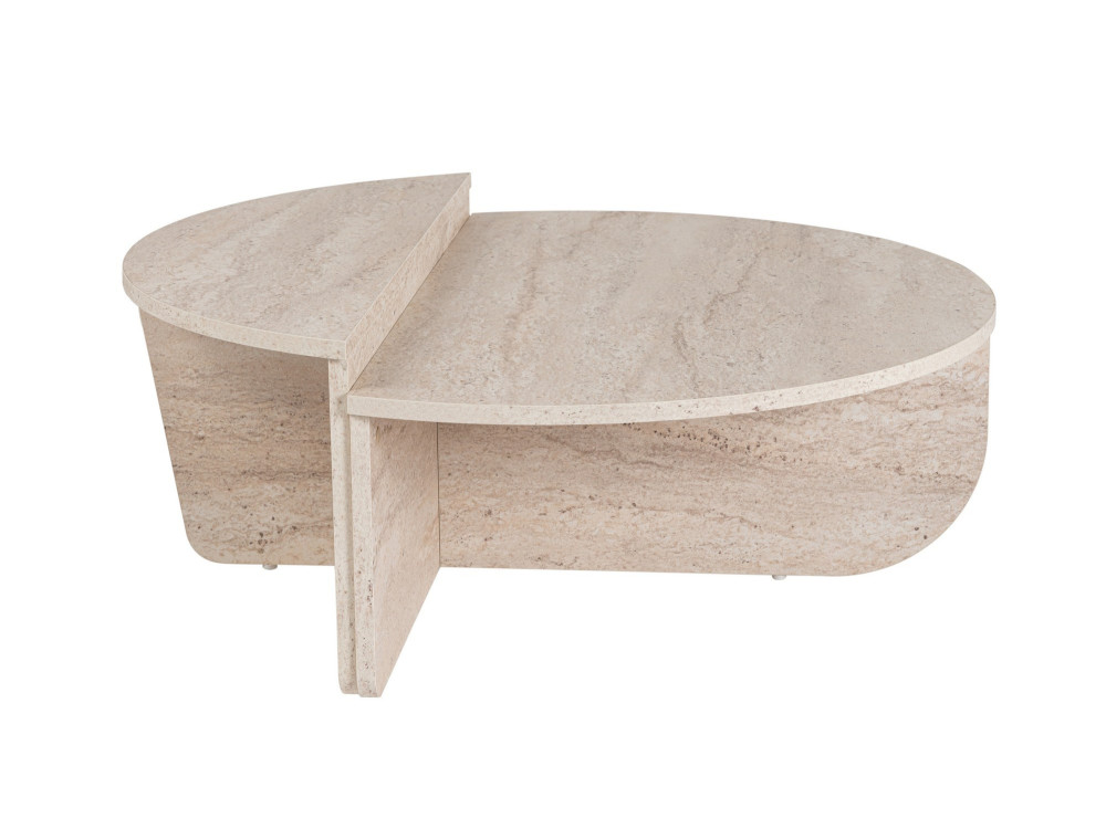 Table basse en bois "Orion" - 90 x 60 x 30 cm - Travertin
