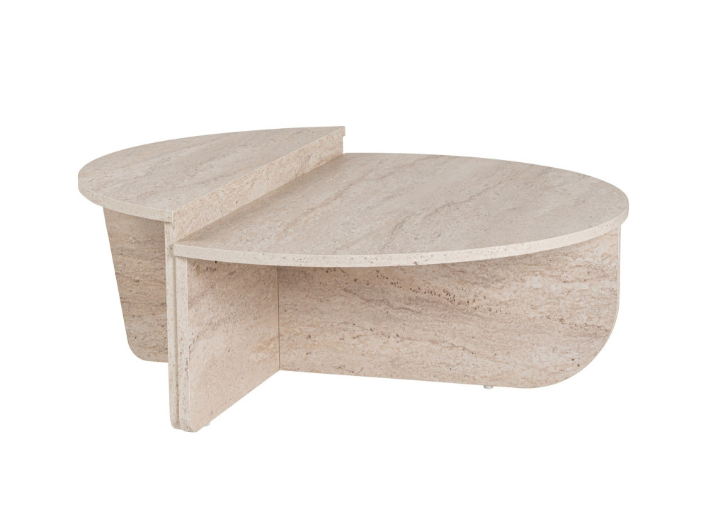 Table basse en bois "Orion" - 90 x 60 x 30 cm - Travertin