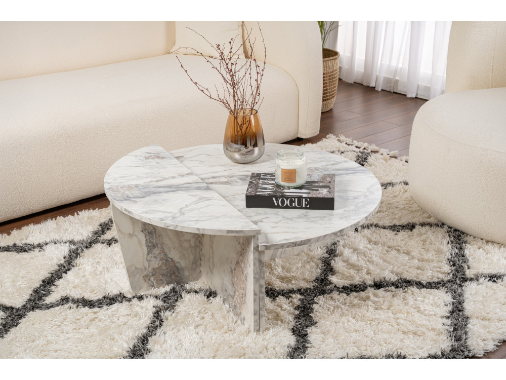 Table basse en bois "Orion" 90 x 60 x 30 cm - Marbre de Freesia
