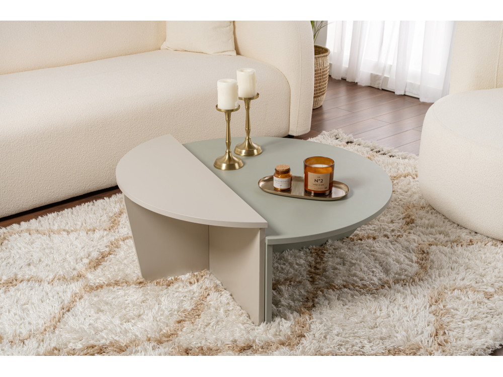 Table basse en bois "Orion" 90 x 60 x 30 cm - Vert cendré