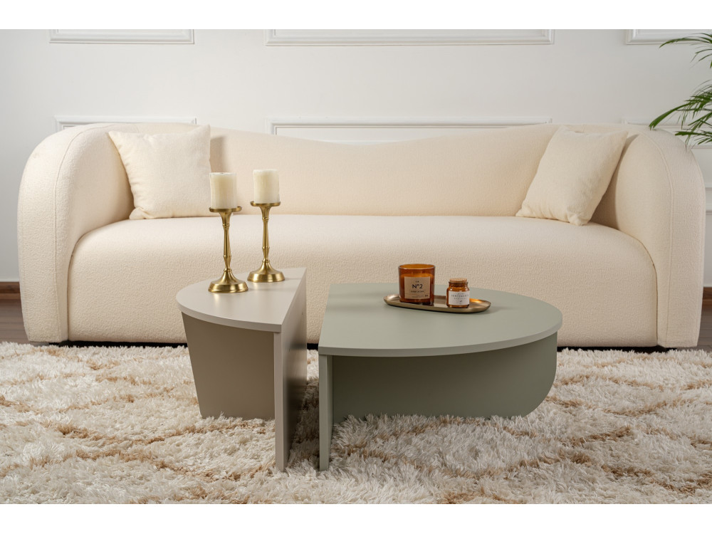 Table basse en bois "Orion" 90 x 60 x 30 cm - Vert cendré