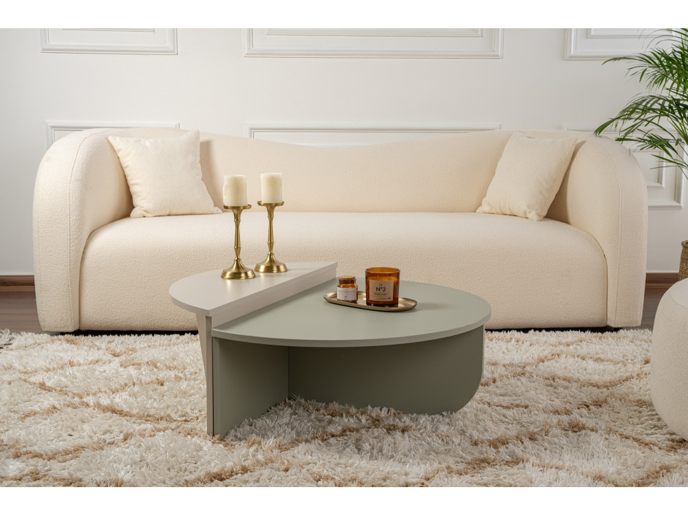 Table basse en bois "Orion" 90 x 60 x 30 cm - Vert cendré