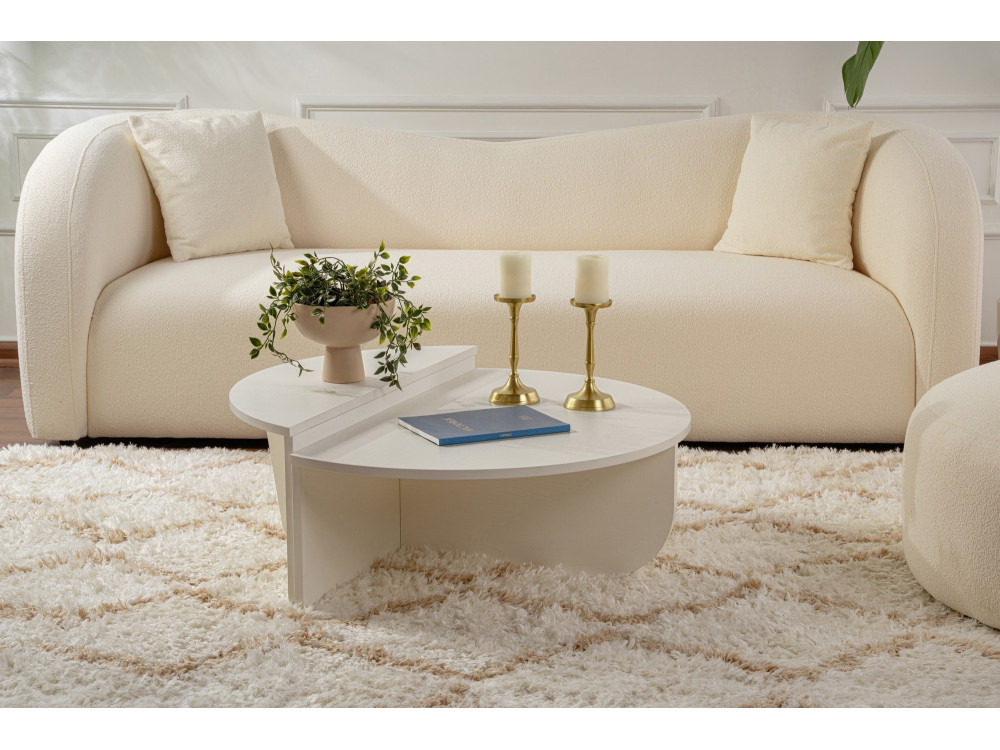Table basse en bois "Orion" 90 x 60 x 30 cm - Blanc de bois