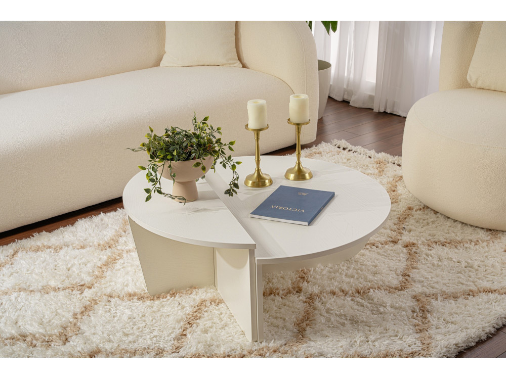 Table basse en bois "Orion" 90 x 60 x 30 cm - Blanc de bois