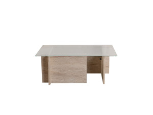 Table basse en bois "Vetrino" - 105 x 65 x 40 cm - Travertin