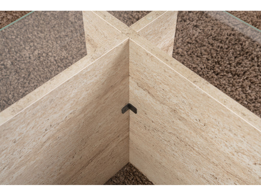 Table basse en bois "Vetrino" - 105 x 65 x 40 cm - Travertin