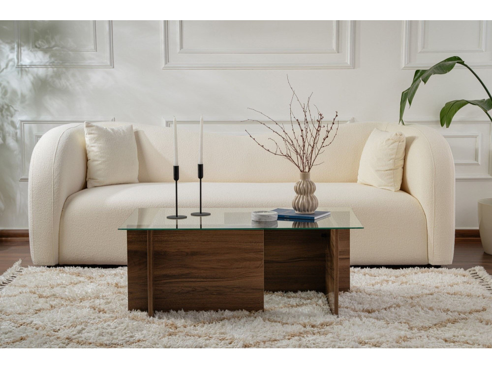 Table basse en bois "Vetrino" - 105 x 65 x 40 cm - Noyer