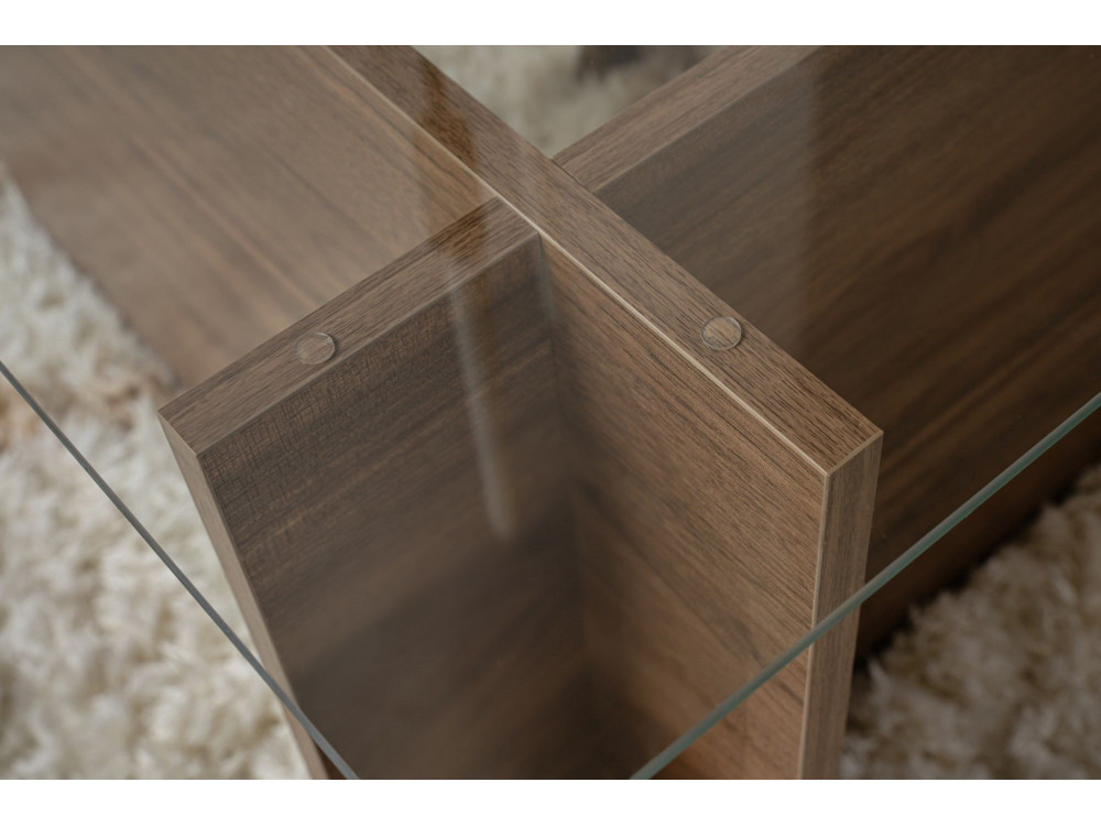 Table basse en bois "Vetrino" - 105 x 65 x 40 cm - Noyer