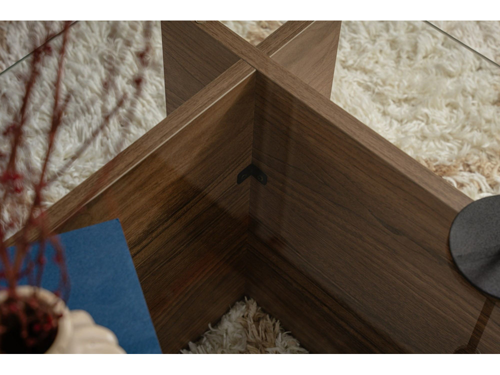 Table basse en bois "Vetrino" - 105 x 65 x 40 cm - Noyer