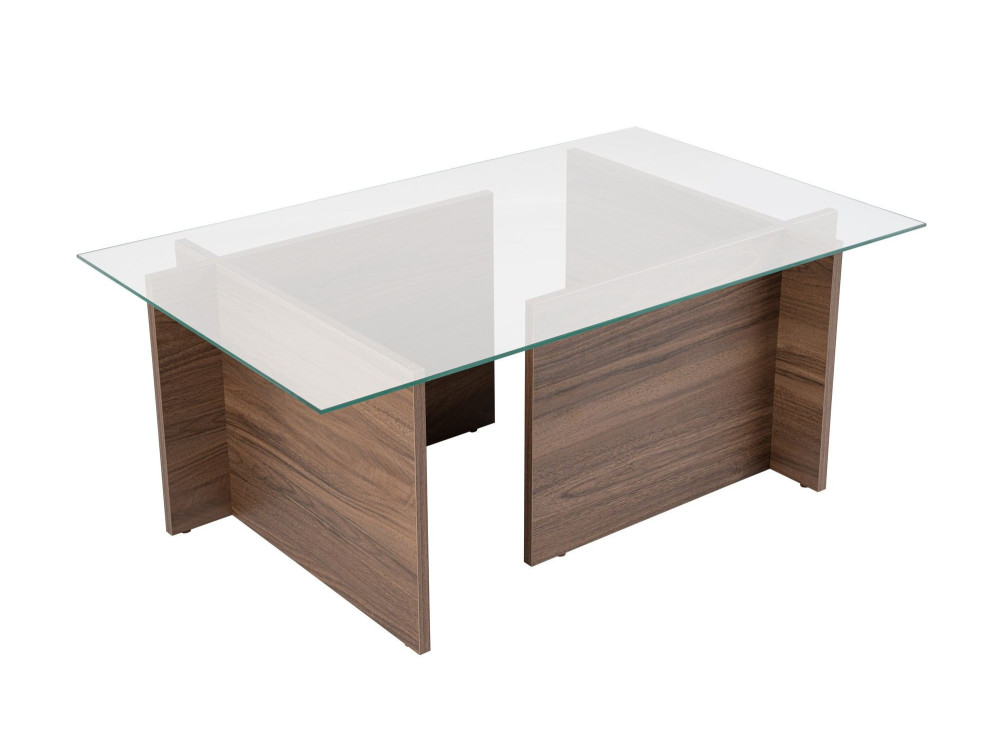 Table basse en bois "Vetrino" - 105 x 65 x 40 cm - Noyer