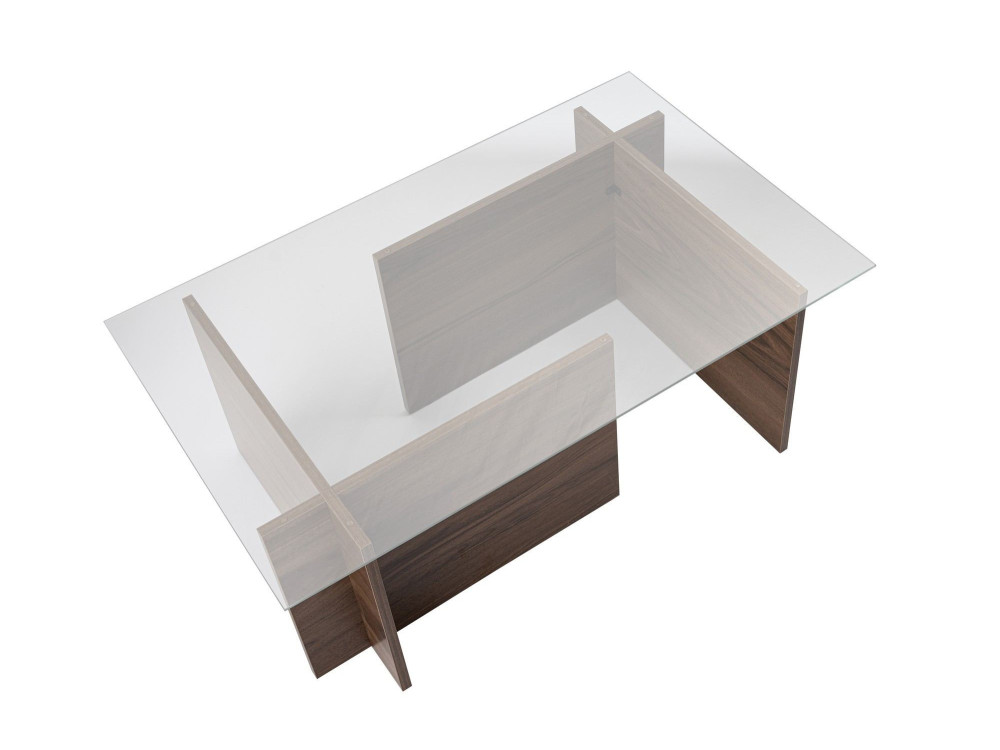 Table basse en bois "Vetrino" - 105 x 65 x 40 cm - Noyer