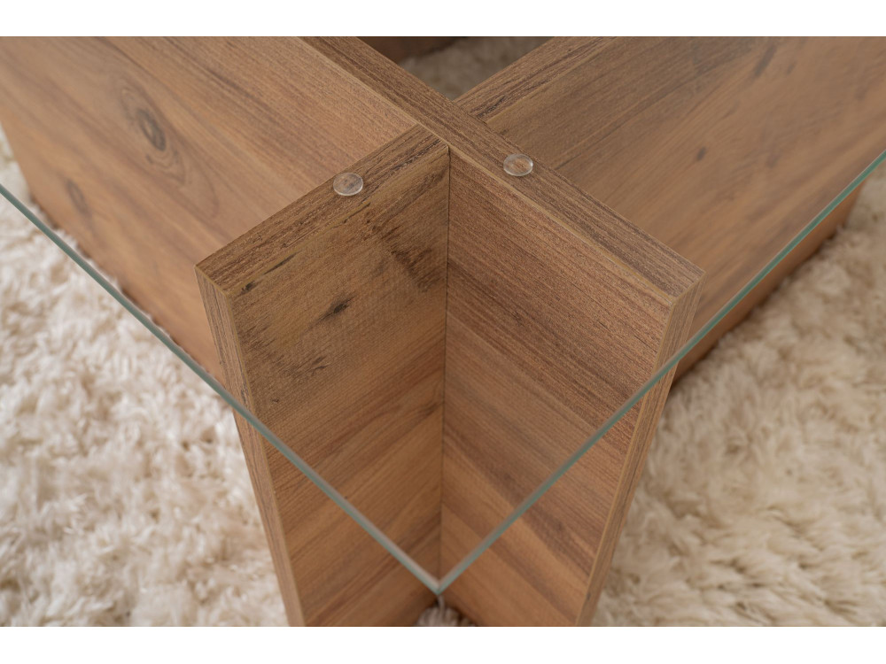 Table basse en bois "Vetrino" - 105 x 65 x 40 cm - Pin atlantique