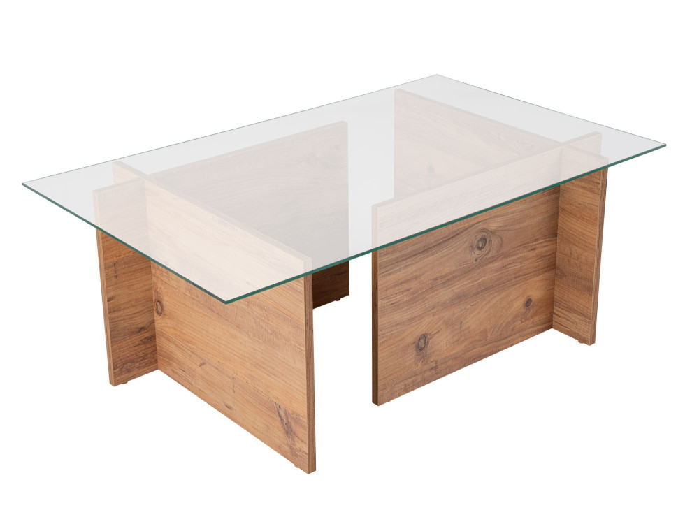 Table basse en bois "Vetrino" - 105 x 65 x 40 cm - Pin atlantique