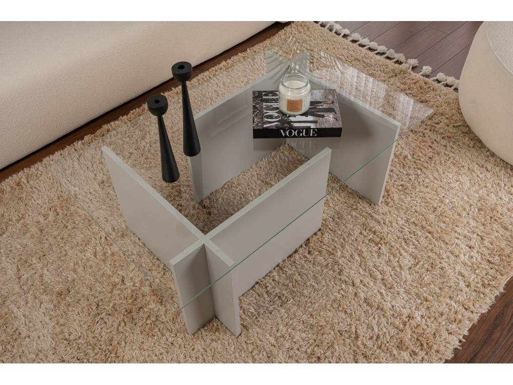 Table basse en verre "Vetrino" 105 x 65 x 40 cm - Gris