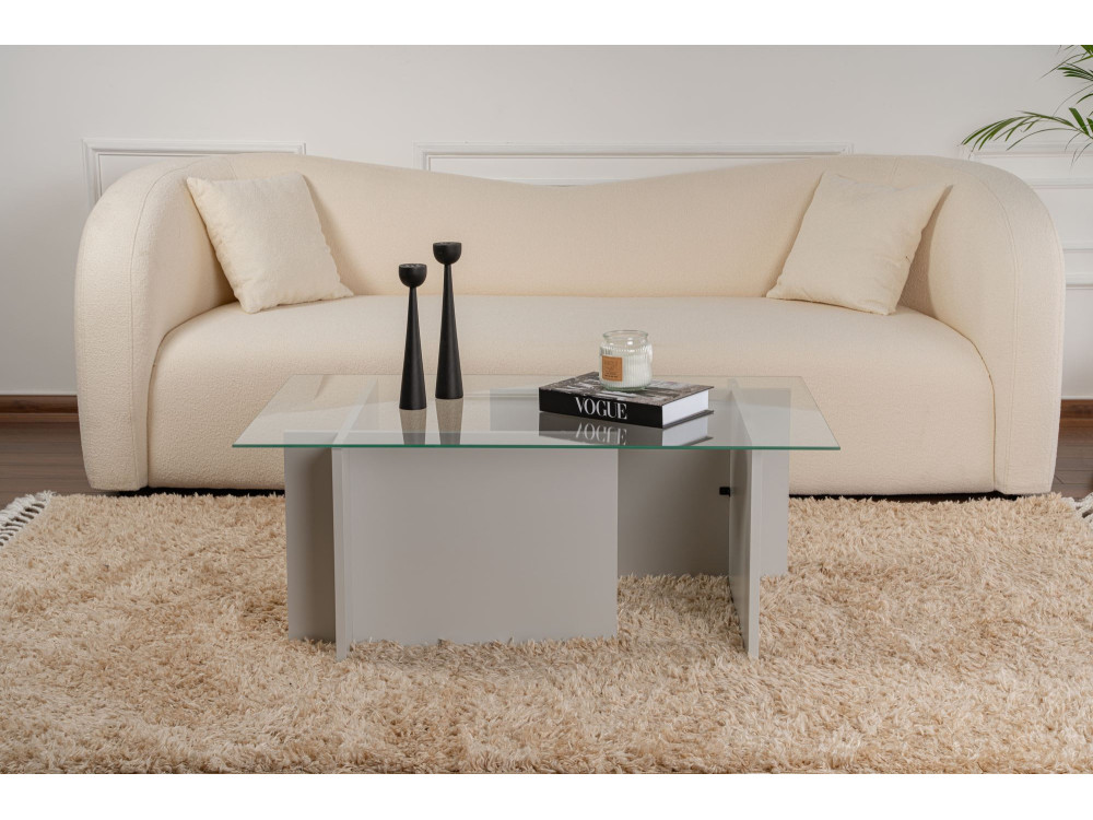 Table basse en verre "Vetrino" 105 x 65 x 40 cm - Gris