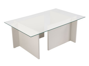 Table basse en verre "Vetrino" 105 x 65 x 40 cm - Bois blanc