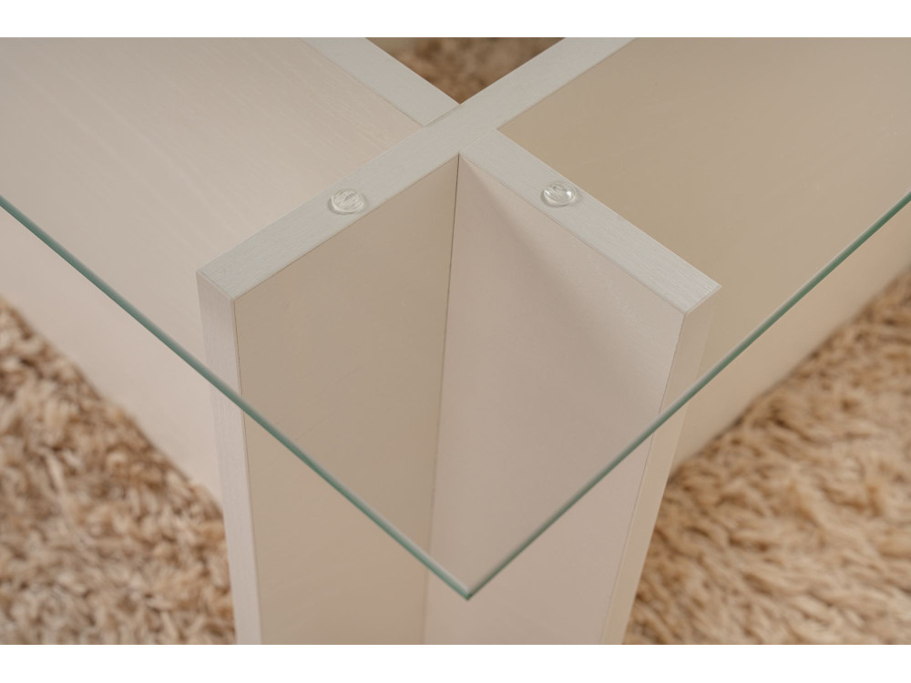 Table basse en verre "Vetrino" 105 x 65 x 40 cm - Bois blanc