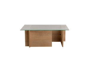 Table basse en verre "Vetrino" 105 x 65 x 40 cm - Chêne à miel