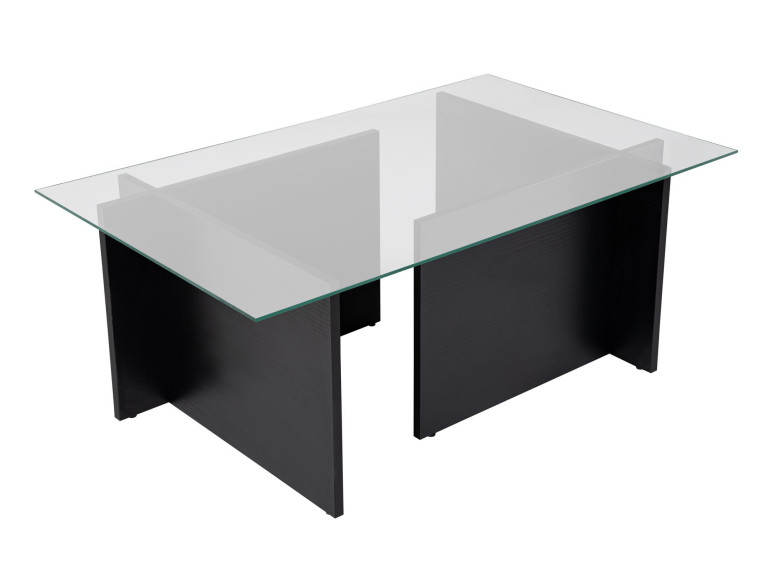 Table basse en verre "Vetrino" 105 x 65 x 40 cm - Bois Noir