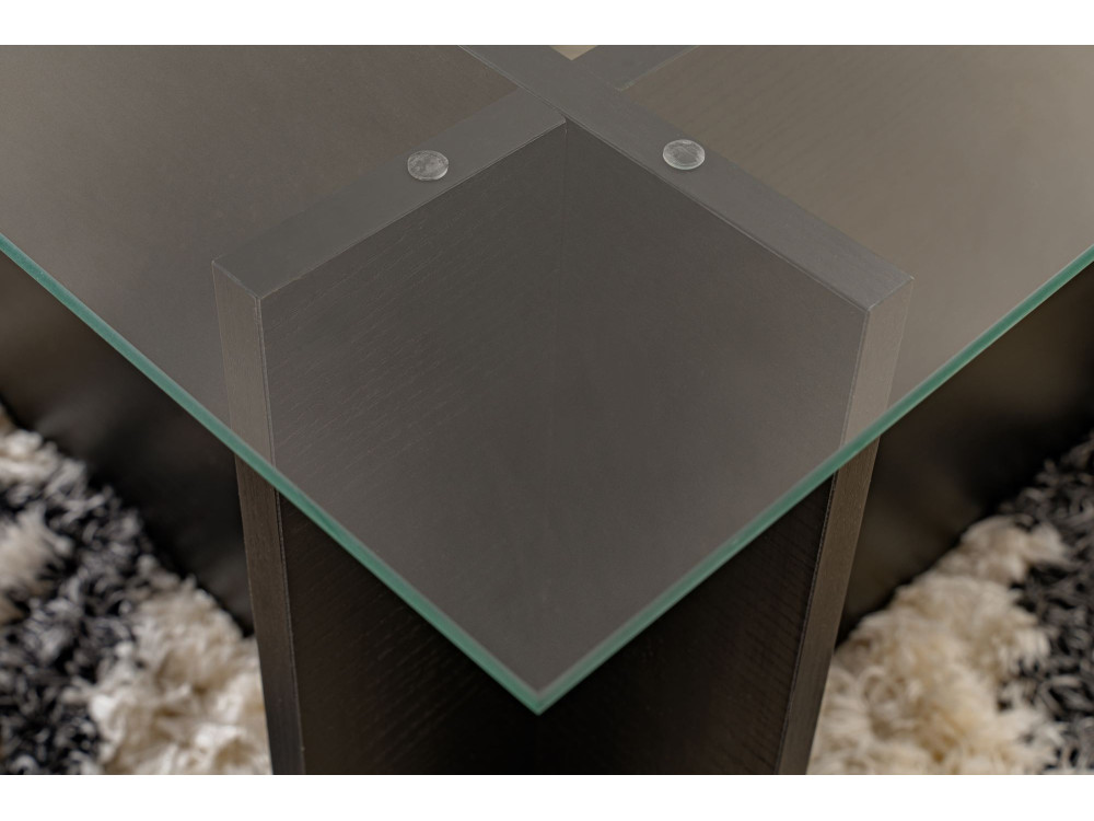 Table basse en verre "Vetrino" 105 x 65 x 40 cm - Bois Noir