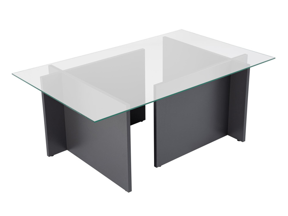 Table basse en verre "Vetrino" 105 x 65 x 40 cm - Anthracite
