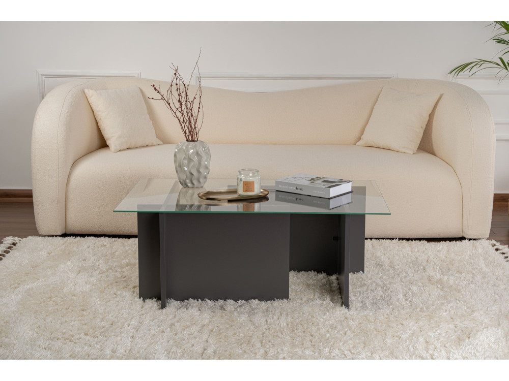 Table basse en verre "Vetrino" 105 x 65 x 40 cm - Anthracite