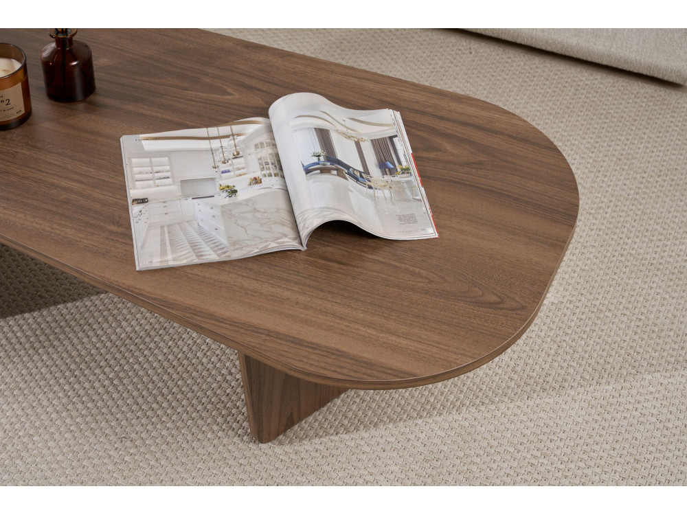 Table basse en bois "Ovalis" - 130 x 65 x 40 cm - Noyer