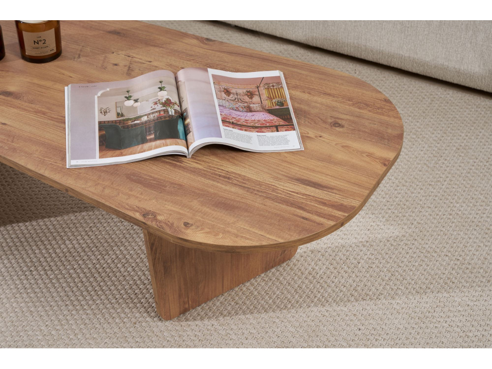 Table basse en bois "Ovalis" - 130 x 65 x 40 cm - Pin atlantique