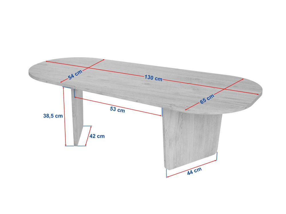 Table basse en bois "Ovalis" - 130 x 65 x 40 cm - Pin atlantique
