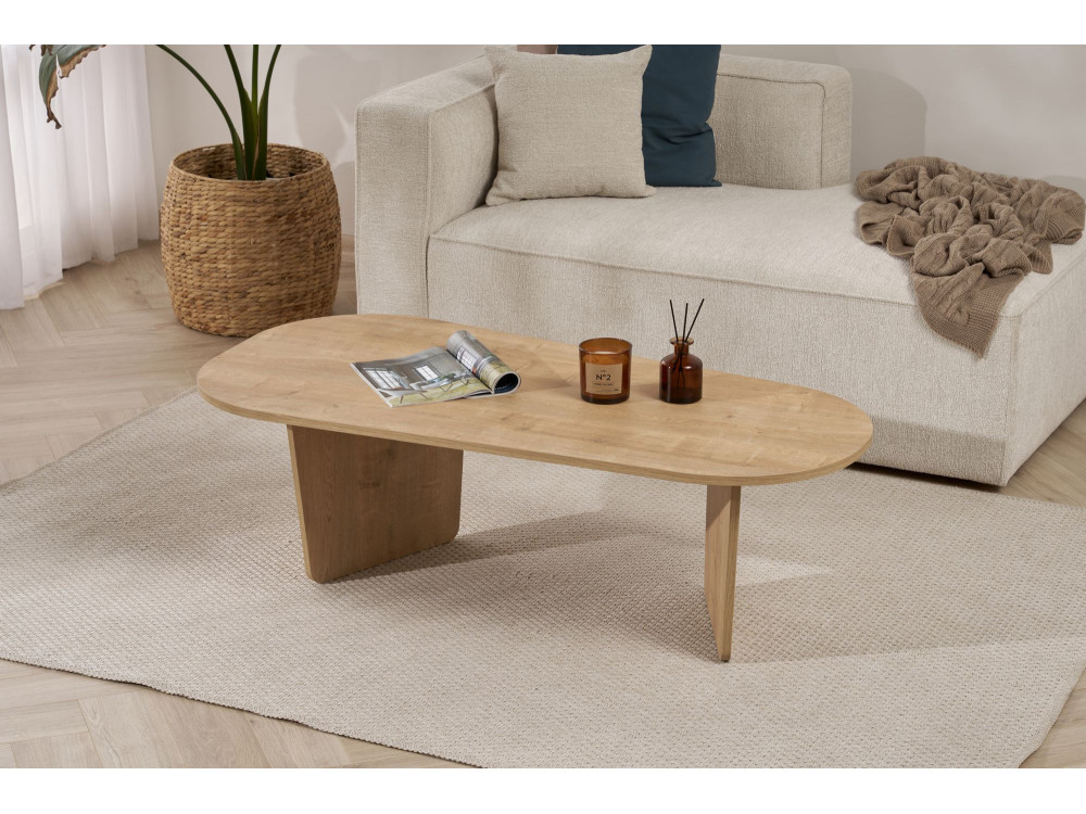 Table basse en bois "Ovalis" - 130 x 65 x 40 cm - Chêne