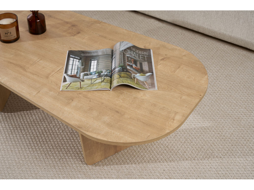 Table basse en bois "Ovalis" - 130 x 65 x 40 cm - Chêne