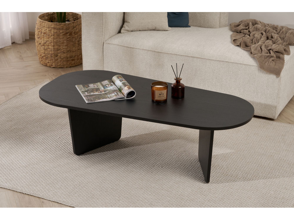 Table basse en bois "Ovalis" - 130 x 65 x 40 cm - Bois Noir