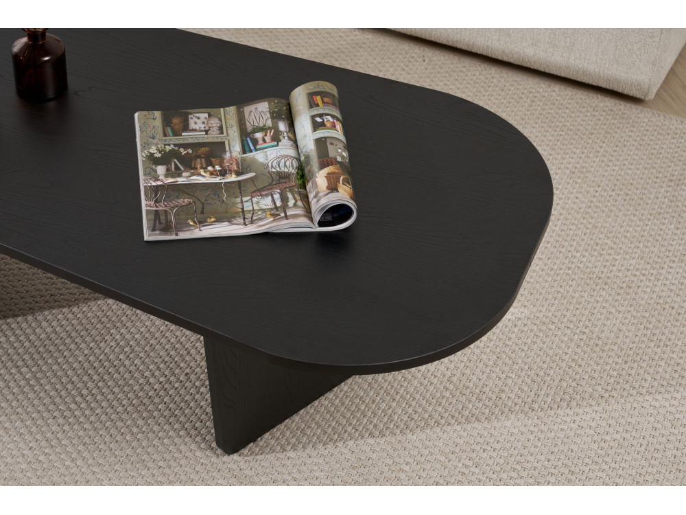 Table basse en bois "Ovalis" - 130 x 65 x 40 cm - Bois Noir