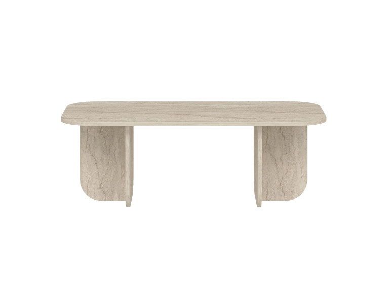 Table basse en bois "Becaj" - 120 x 60 x 41 cm - Travertin