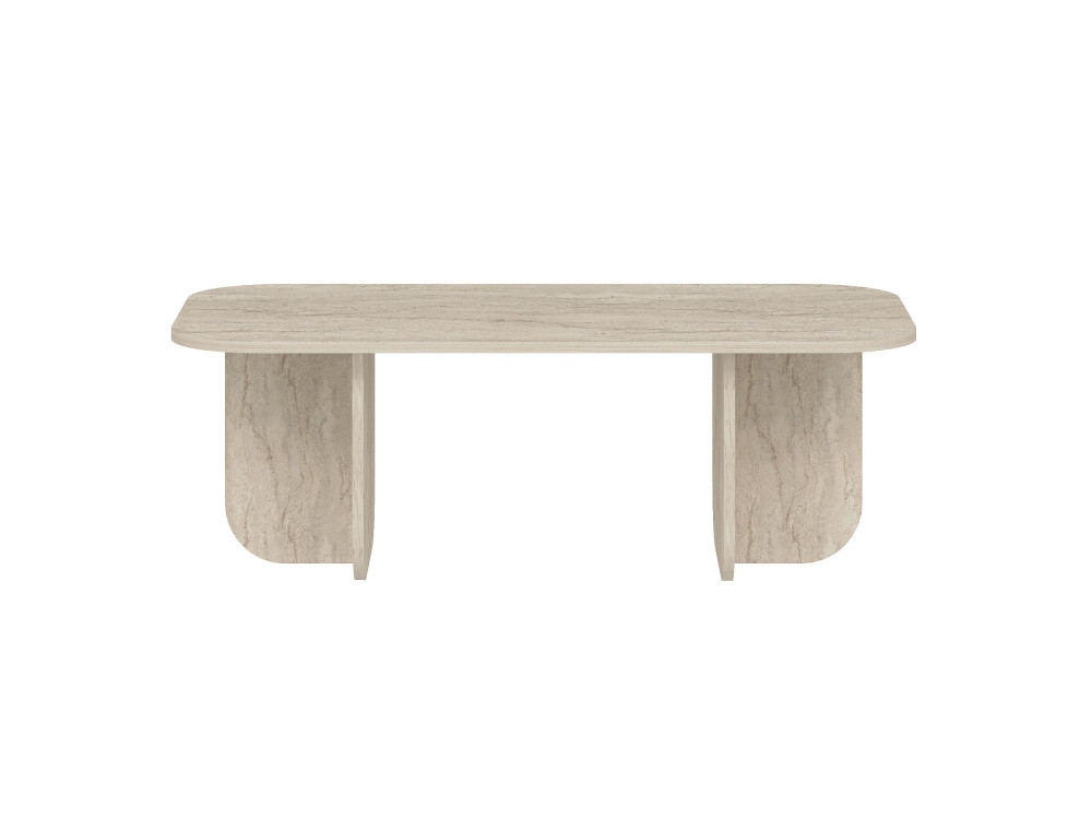 Table basse en bois "Becaj" - 120 x 60 x 41 cm - Travertin
