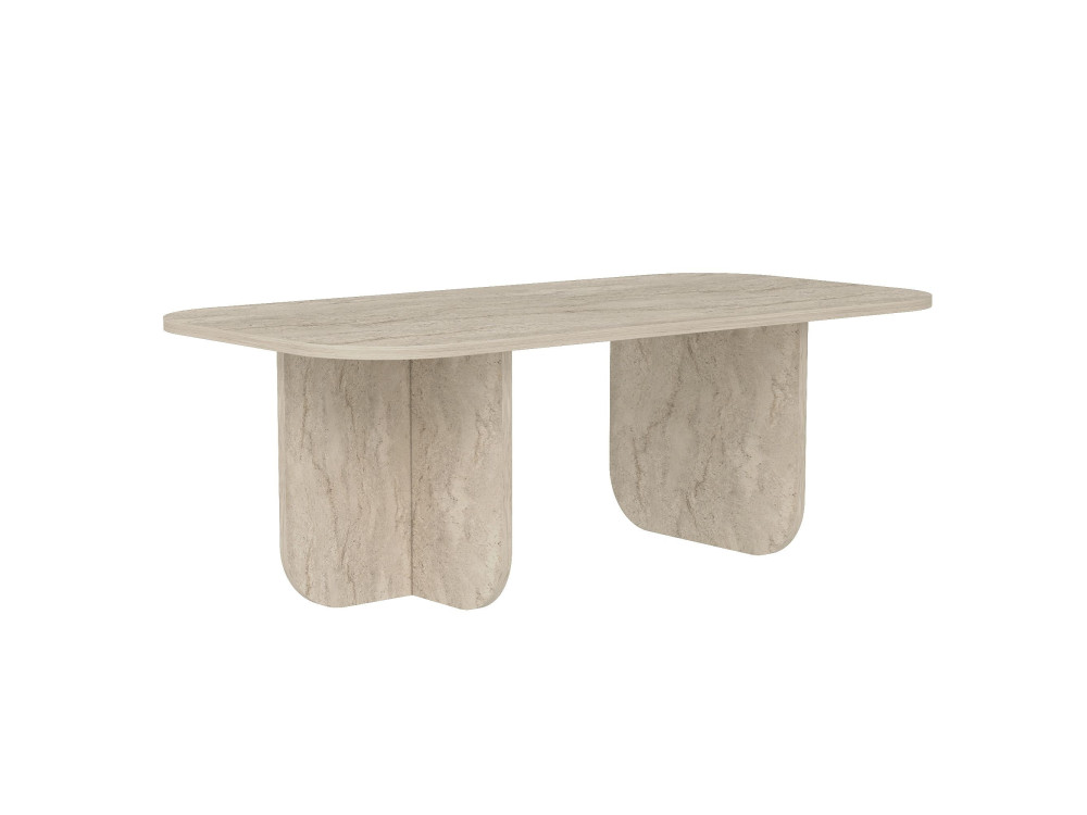 Table basse en bois "Becaj" - 120 x 60 x 41 cm - Travertin