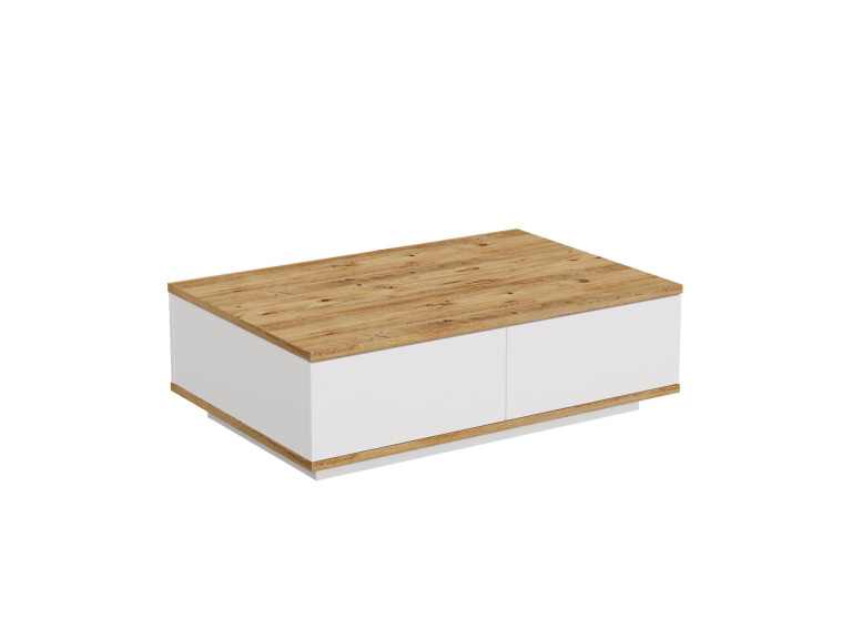 Table basse en bois "FR14" - 90 x 60 x 28 cm - Pin atlantiqueBlanc