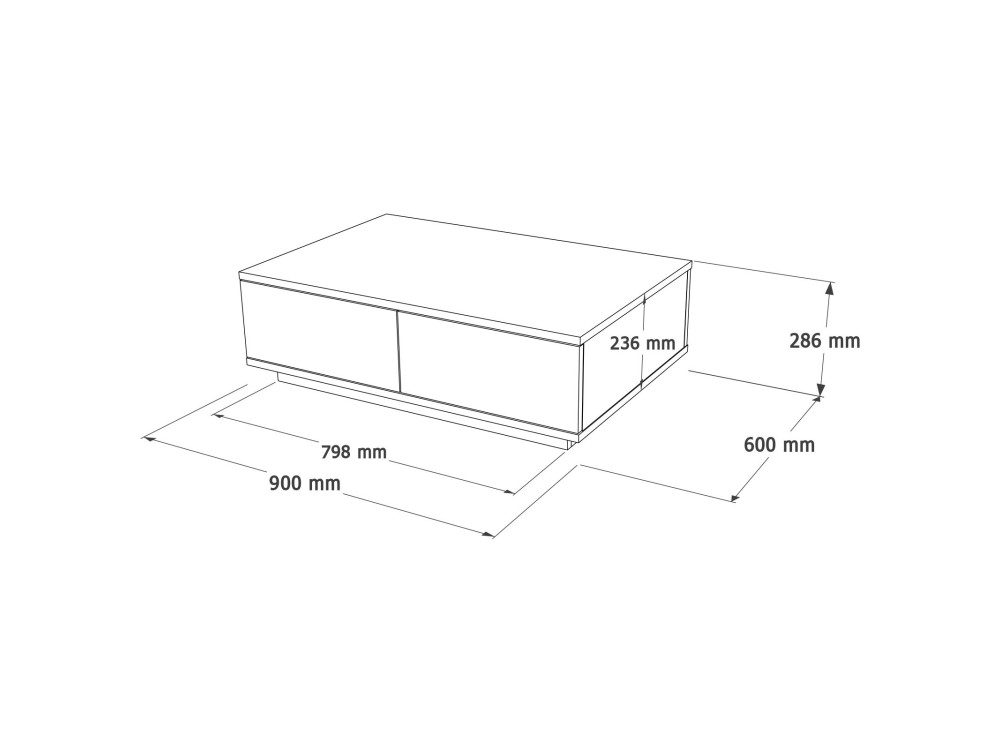 Table basse en bois "FR14" - 90 x 60 x 28 cm - Pin atlantiqueBlanc