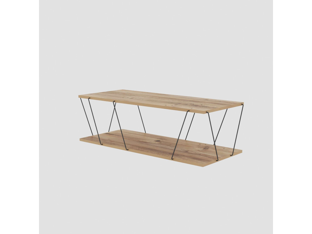 Table basse en bois "Zisino" - 120 x 50 x 30 cm - Marron